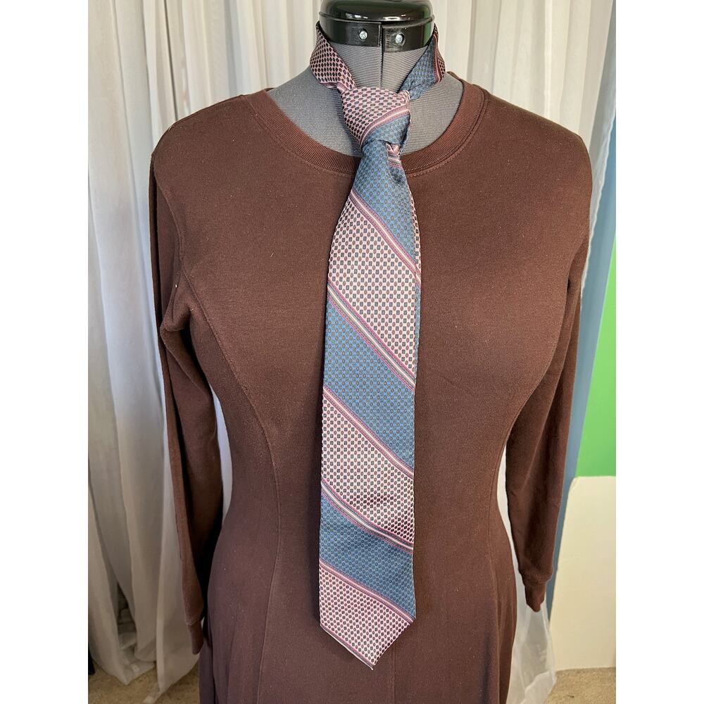 Yves Saint Laurent  Tie vintage geometric blue red 100% silk